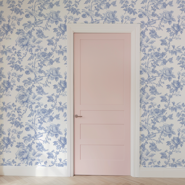 Fancy Bow Blue Toile Peel & Stick Wallpaper
