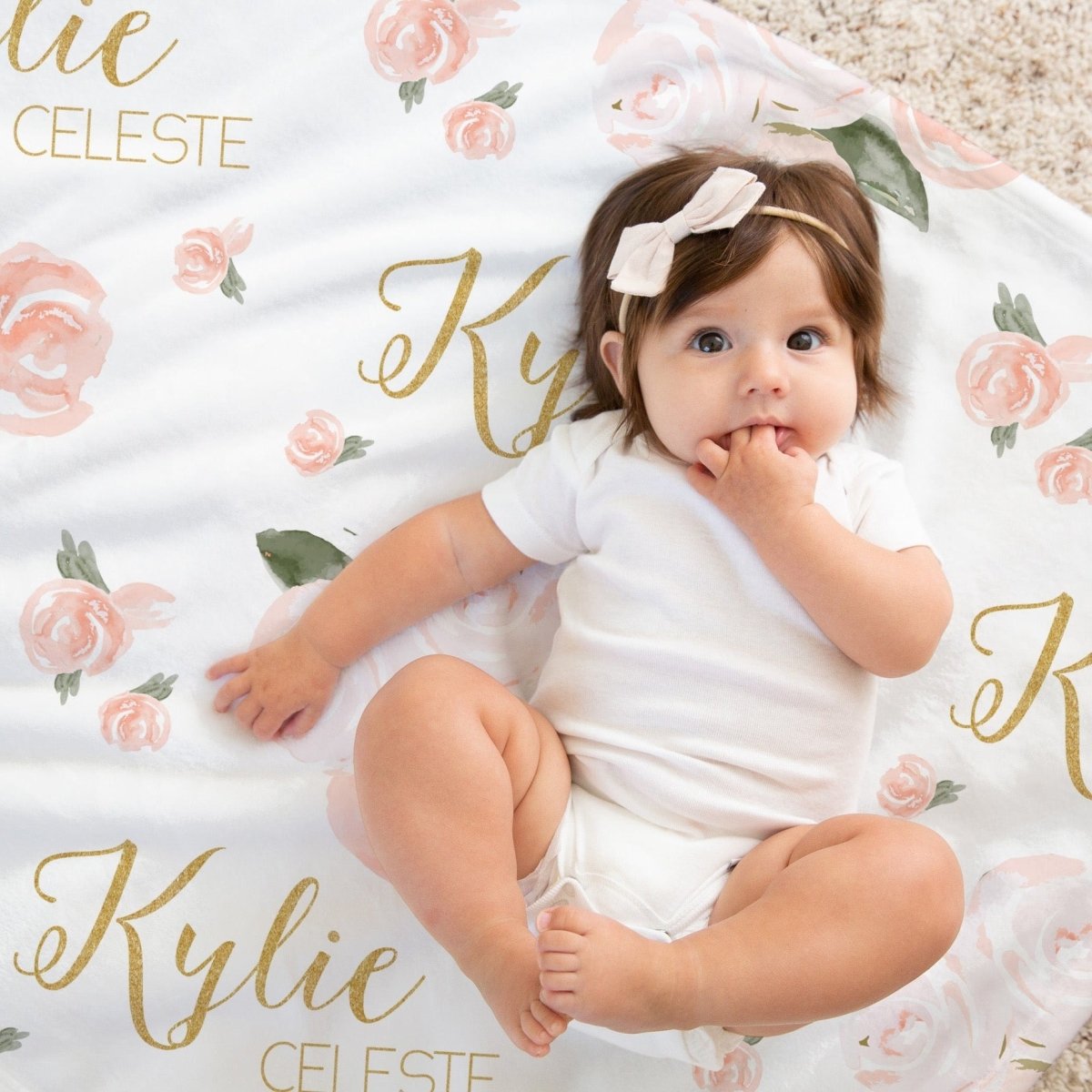 Watercolor Floral Personalized Baby Blanket - gender_girl, Personalized_Yes, text