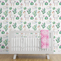 Llama Love Peel & Stick Wallpaper - gender_girl, Llama Love, Theme_Southwestern
