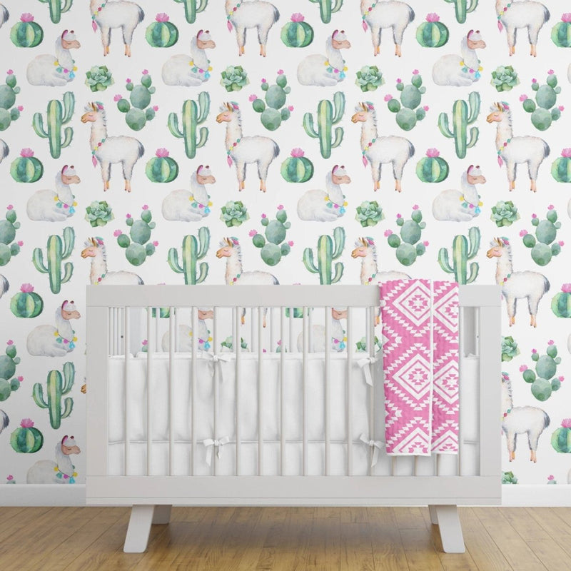 Llama Love Peel & Stick Wallpaper - gender_girl, Llama Love, Theme_Southwestern