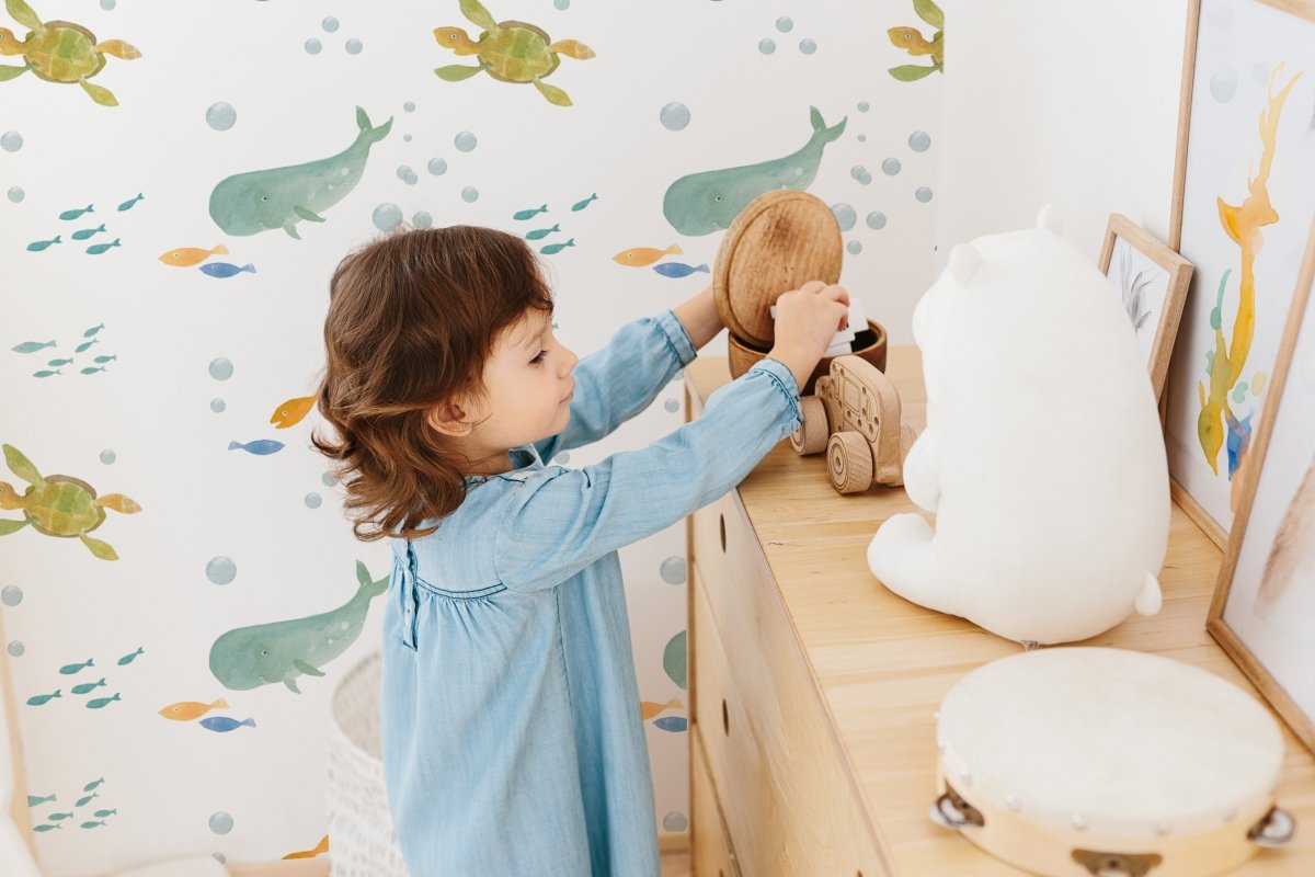 Watercolor Sealife Peel & Stick Wallpaper - gender_boy, gender_girl, gender_neutral