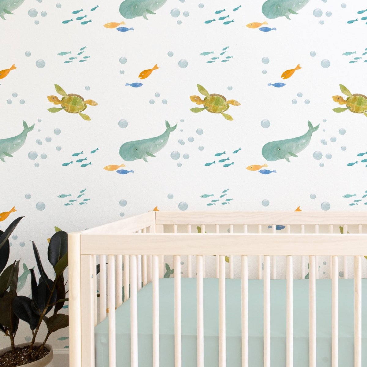 Watercolor Sealife Peel & Stick Wallpaper - gender_boy, gender_girl, gender_neutral