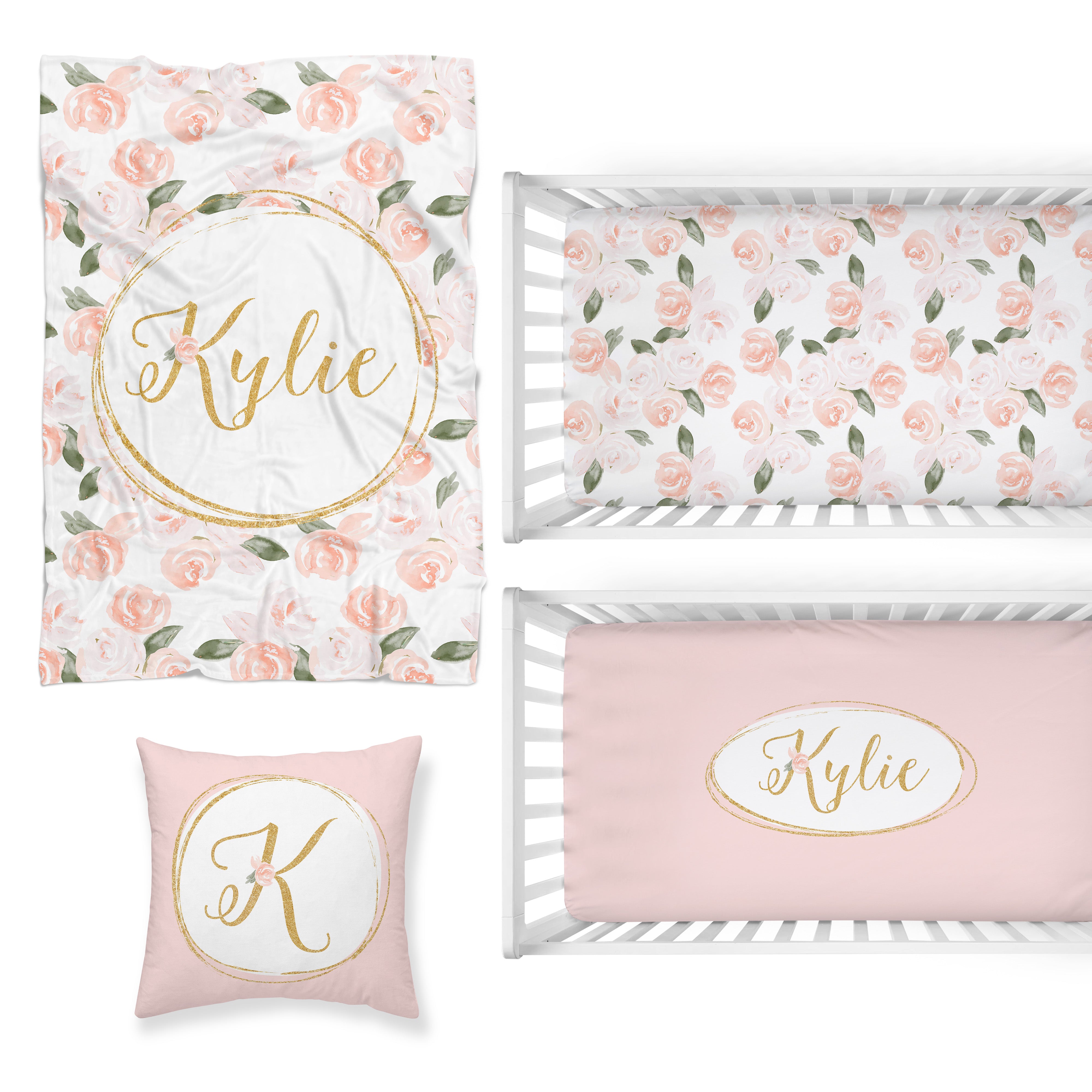 Watercolor Floral Nursery Starter Crib Bedding Set
