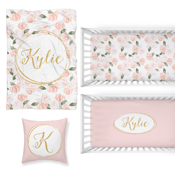 Watercolor Floral Nursery Starter Crib Bedding Set