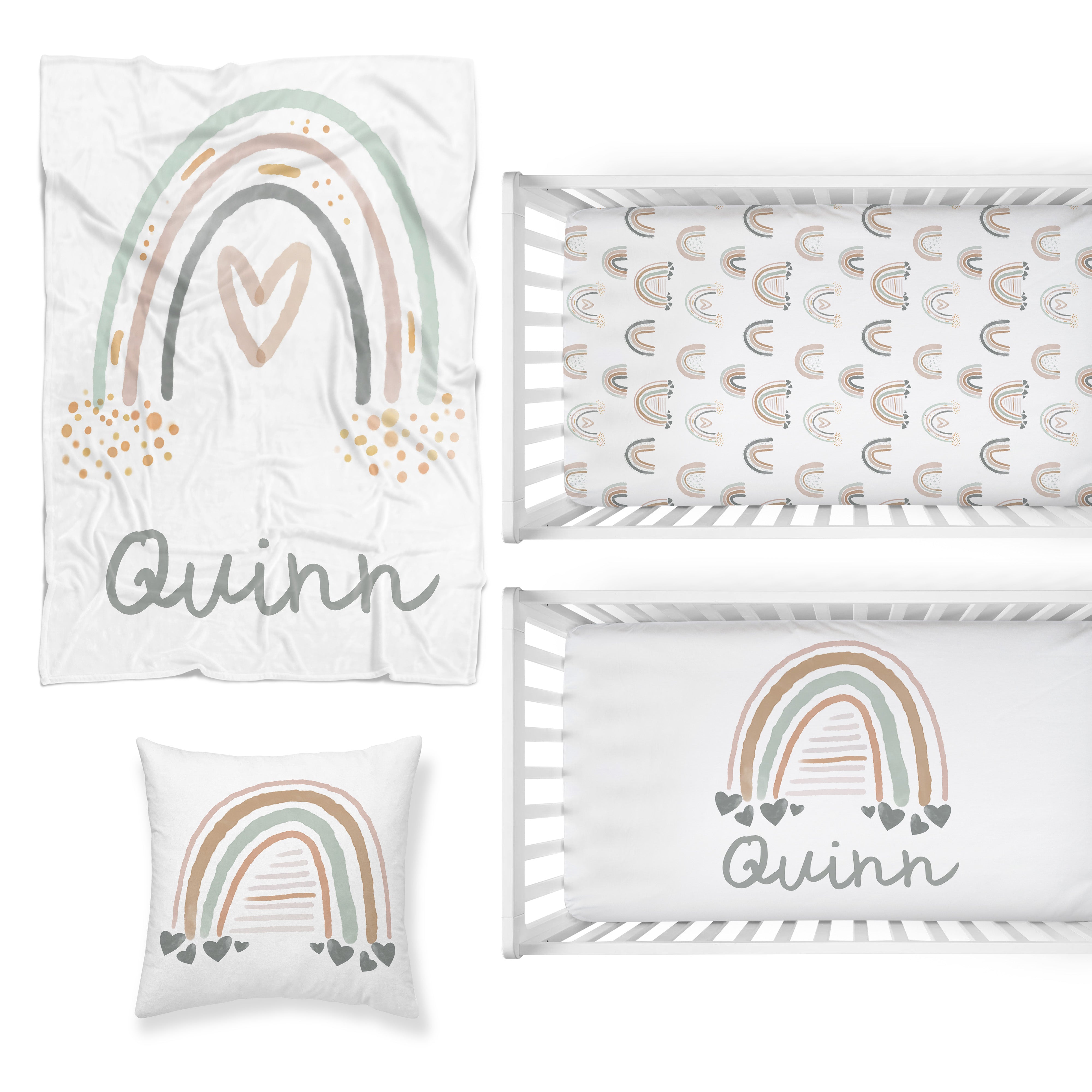 Watercolor Rainbow Nursery Starter Crib Bedding Set