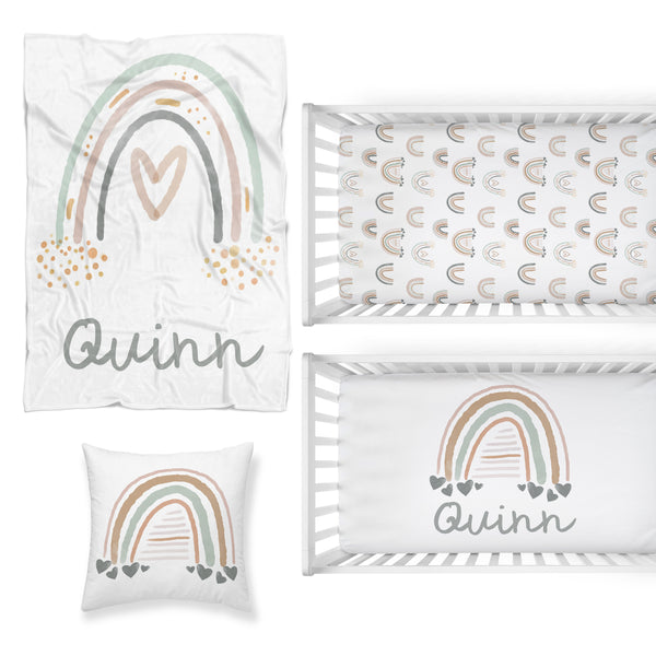 Watercolor Rainbow Nursery Starter Crib Bedding Set