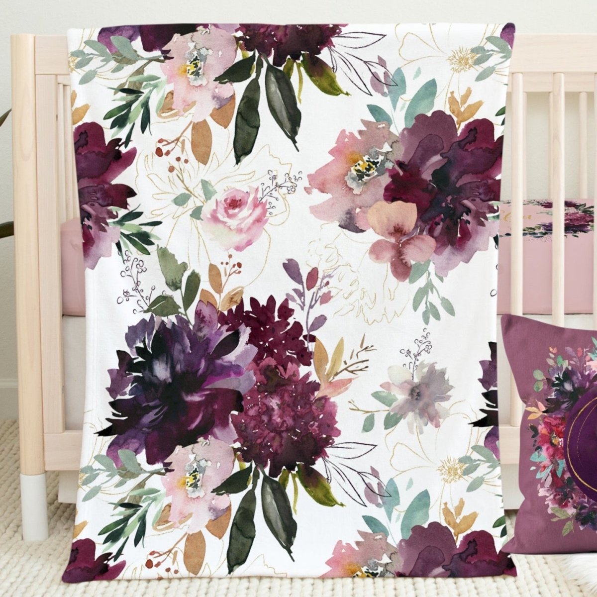 Whisper Floral Minky Blanket - gender_girl, Personalized_No, Theme_Floral