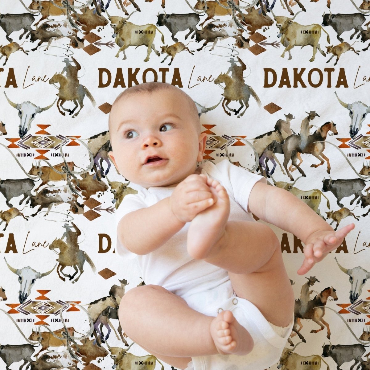 Wild West Cowboy Personalized Baby Blanket - gender_boy, Personalized_Yes, text