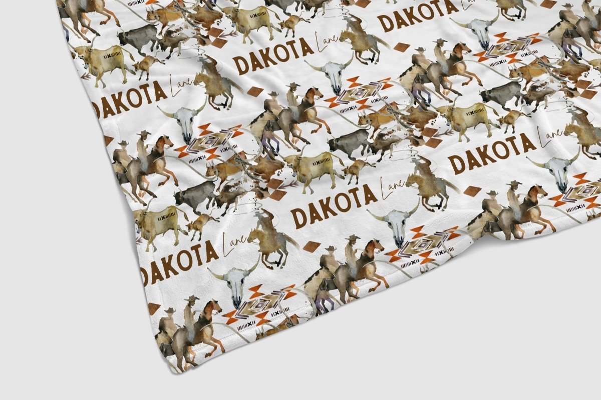 Wild West Cowboy Personalized Baby Blanket - gender_boy, Personalized_Yes, text
