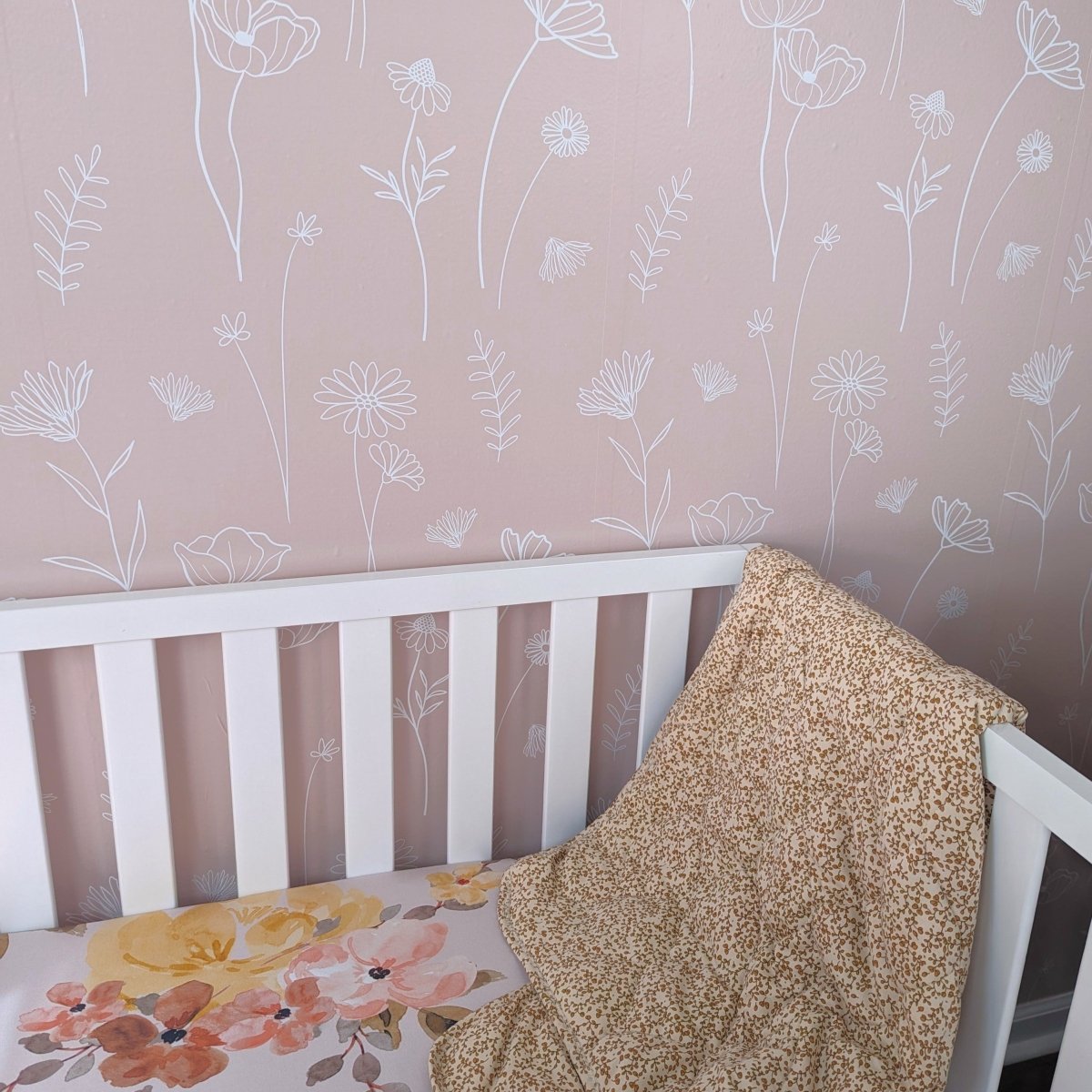 Wildflower Peel & Stick Wallpaper - gender_girl, Highland Cow Wildflower, Theme_Boho