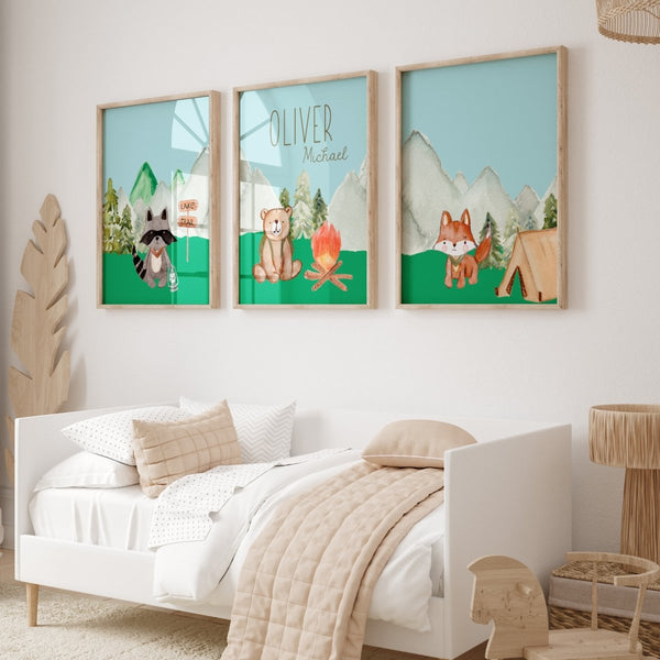 Woodland Camper Personalized Nursery Art - gender_boy, text, Theme_Adventure