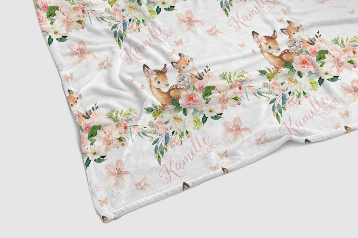 Woodland Meadows Personalized Baby Blanket - gender_girl, Personalized_Yes, text