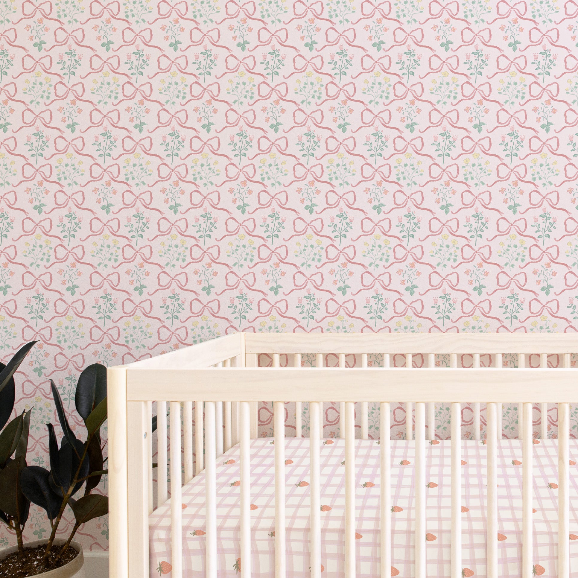 Peel & Stick Wallpaper | Garden Ribbon in Rose