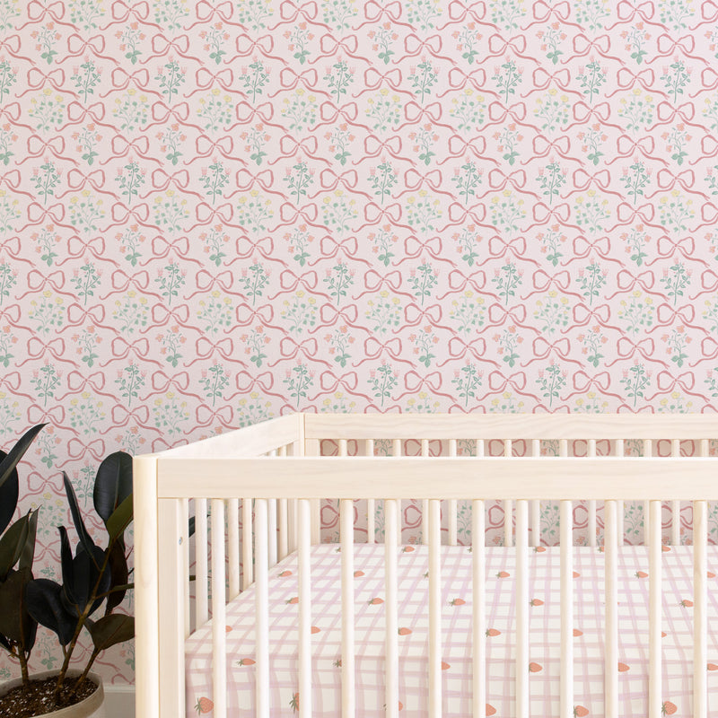 Peel & Stick Wallpaper | Garden Ribbon in Rose