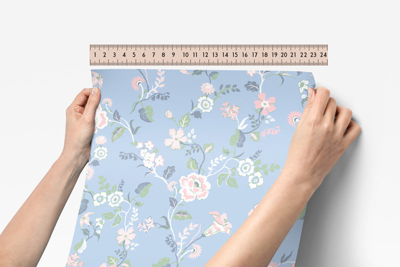 Peel & Stick Wallpaper | French Blue Floral