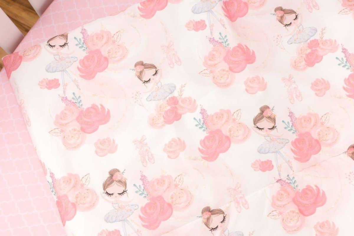 Ballerina Kids Bedding Set (Comforter or Duvet Cover) - Ballerina Blooms, text,
