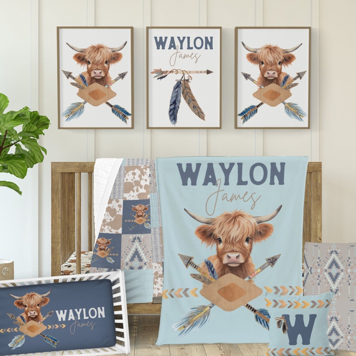 Blue Highland Cow Nursery Collection - Nursery Collection