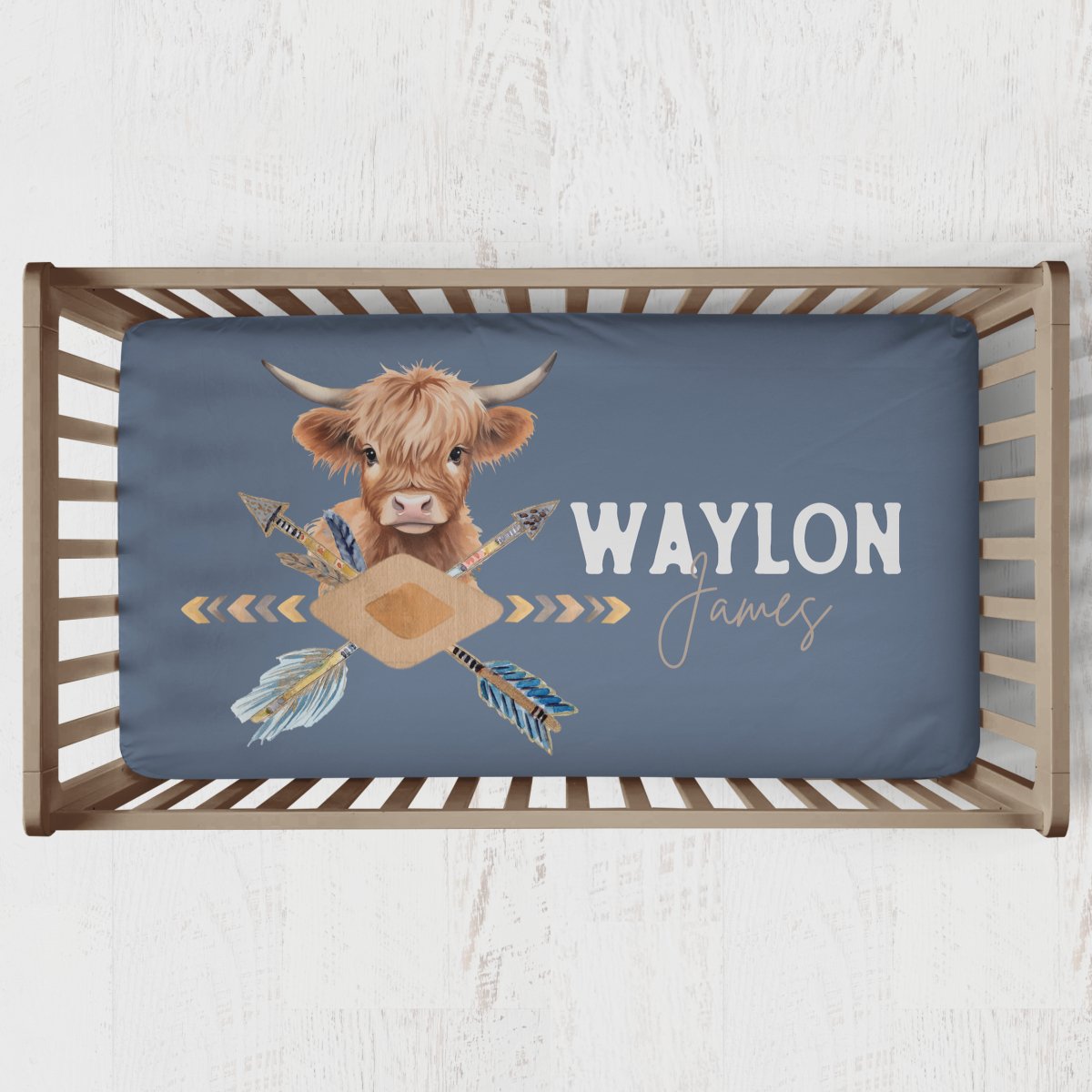 Blue Highland Cow Nursery Collection - Blue Highland Cow, gender_boy, text