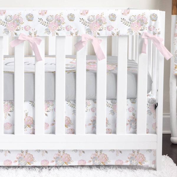 Blush Gold Floral Crib Bedding - Crib Bedding Sets