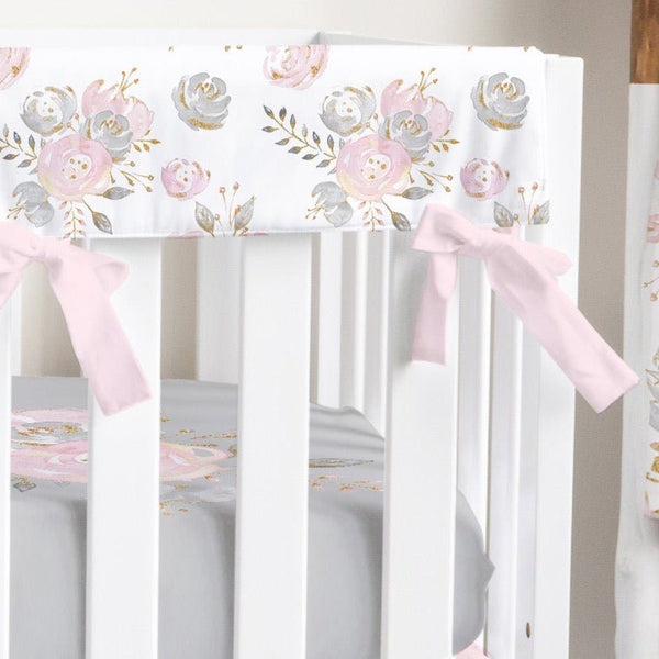 Blush Gold Floral Crib Rail Guards - Blush Gold Floral, gender_girl, Theme_Floral