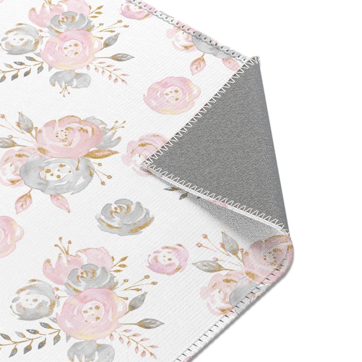 Blush Gold Floral Nursery Rug - Blush Gold Floral, gender_girl, Theme_Floral