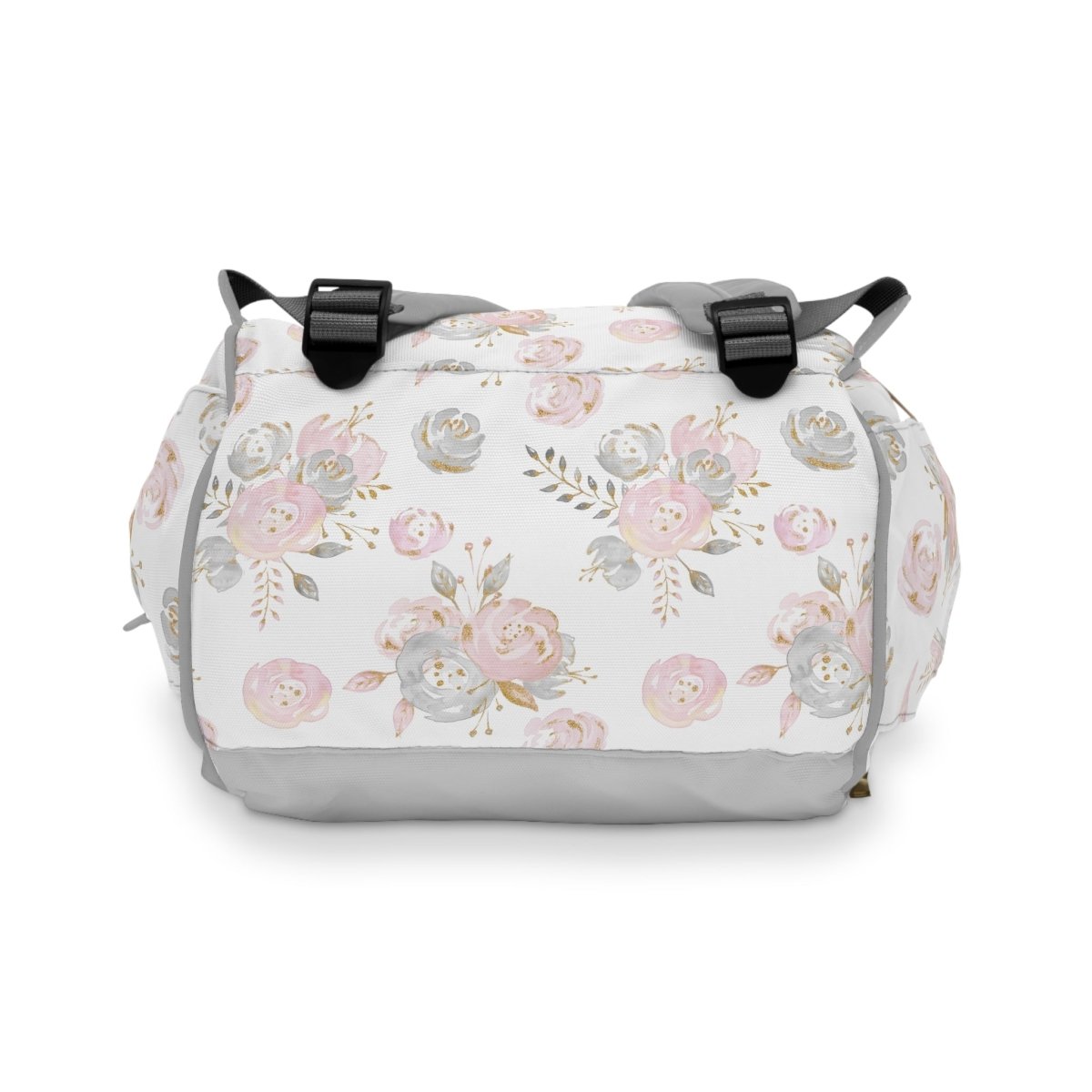 Blush Gold Floral Personalized Backpack Diaper Bag - Blush Gold Floral, gender_girl, text