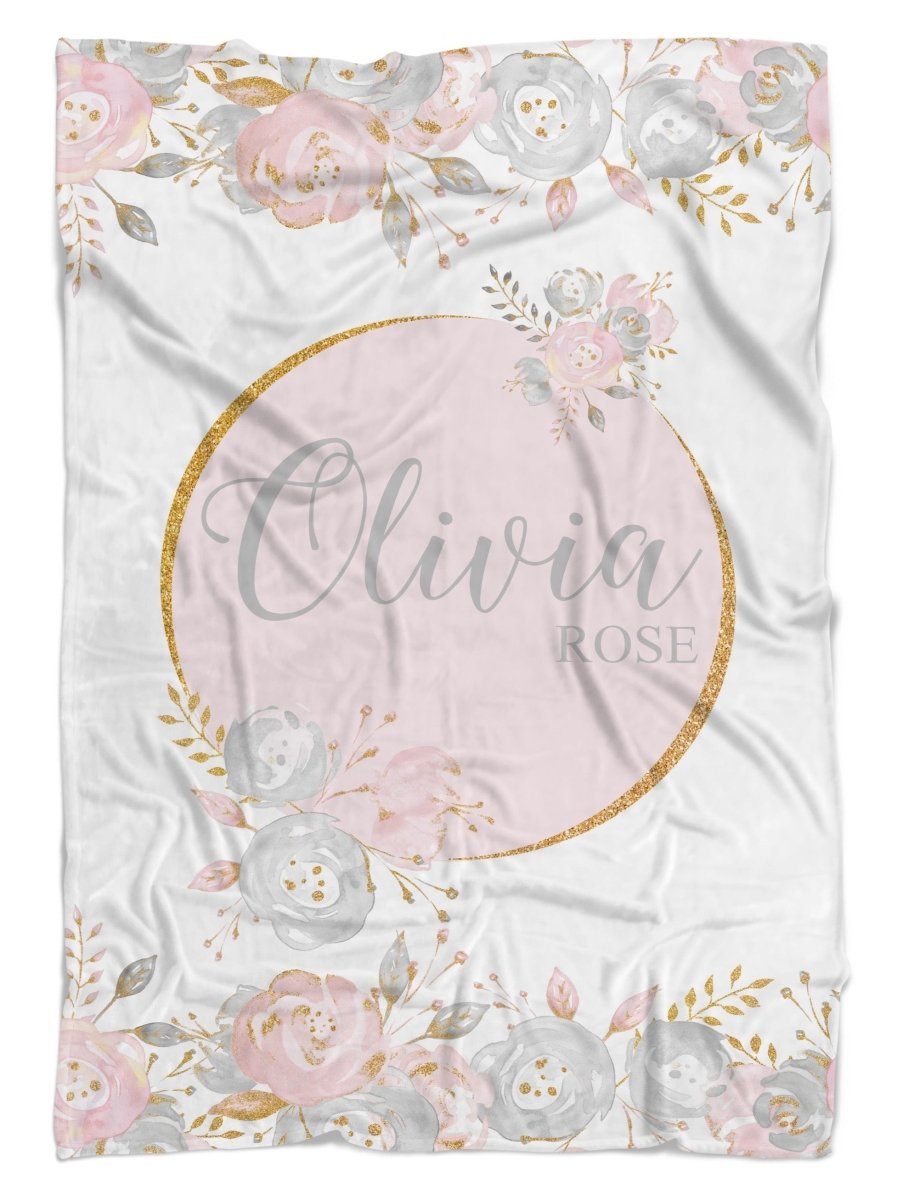 Blush Gold Floral Ruffled Crib Bedding - Blush Gold Floral, gender_girl, text