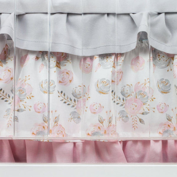 Blush Gold Floral Ruffled Crib Skirt - Blush Gold Floral, gender_girl, Swan Lake