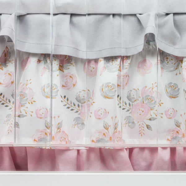 Blush Gold Floral Ruffled Crib Skirt - Crib Skirt