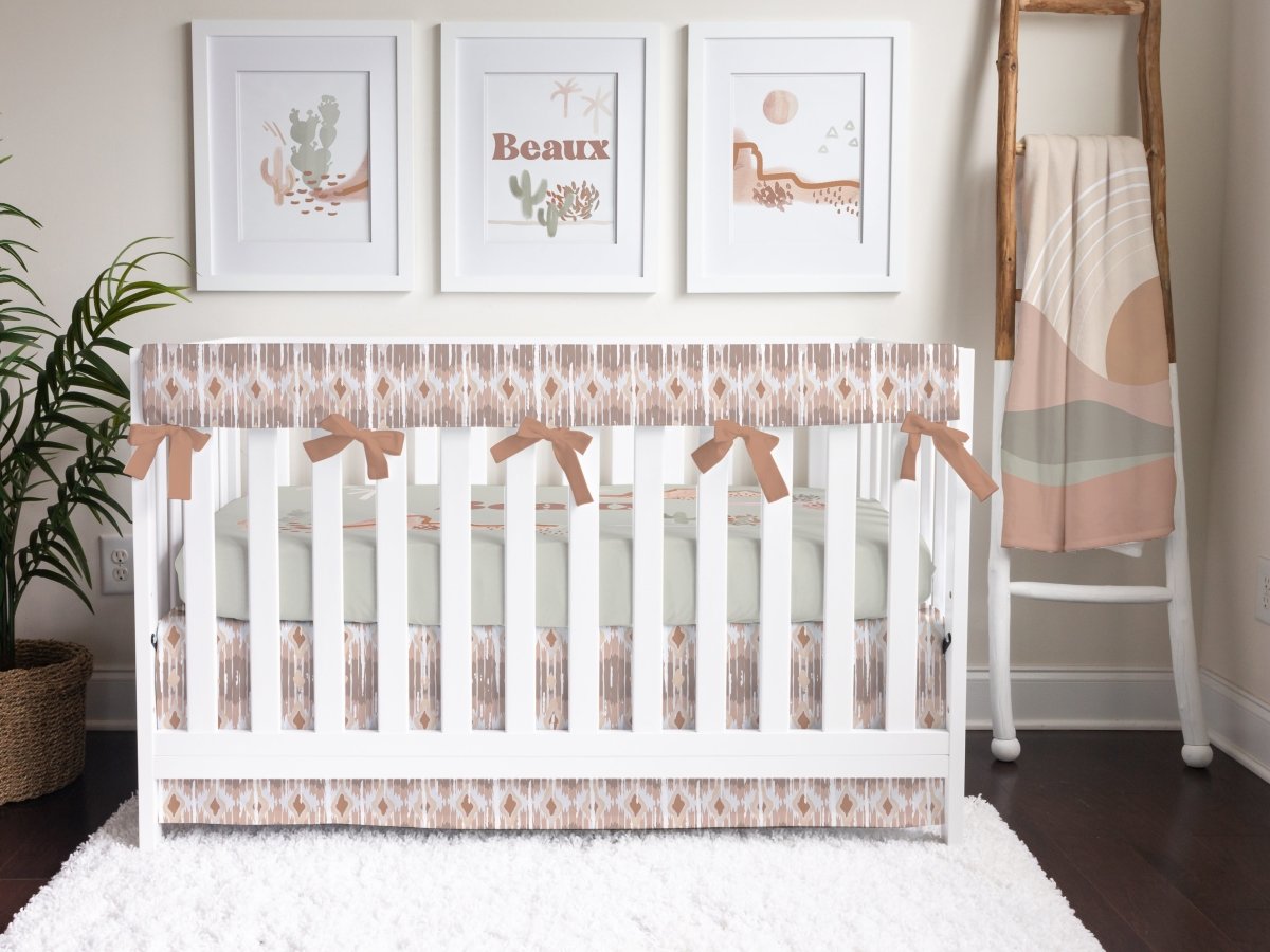 Boho Desert Ikat Personalized Crib Bedding - Boho Desert, gender_boy, text