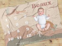 Boho Desert Milestone Minky Blanket - Boho Desert, gender_boy, text