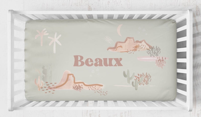 Boho Desert Mojave Personalized Crib Bedding - Boho Desert, gender_boy, text