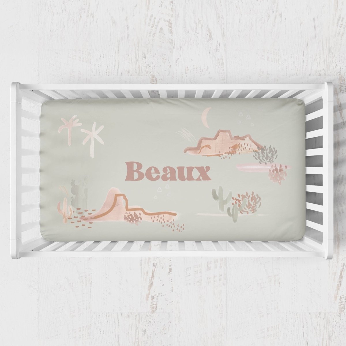 Boho Desert Personalized Crib Sheet - gender_boy, Personalized_Yes, text