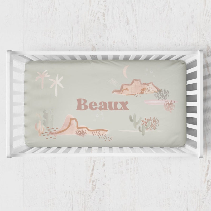Boho Desert Personalized Crib Sheet - gender_boy, Personalized_Yes, text