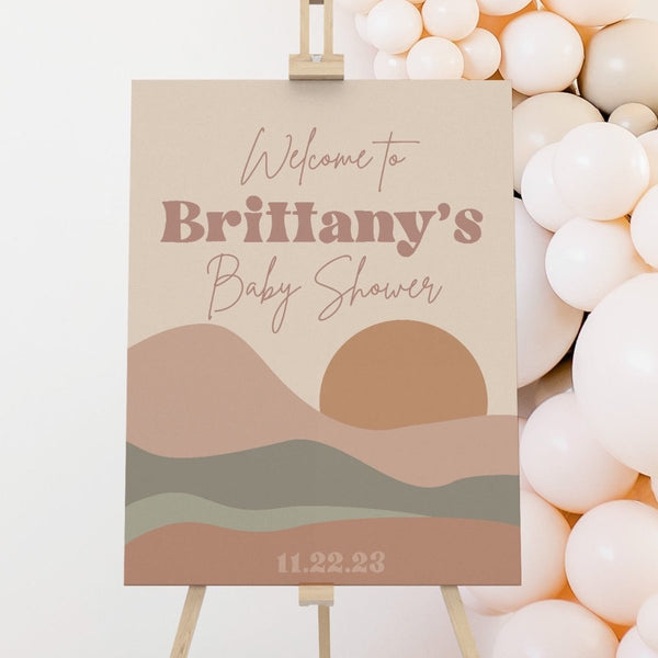 Boho Desert Sunset Baby Shower Welcome Sign - Boho Desert, gender_boy, text