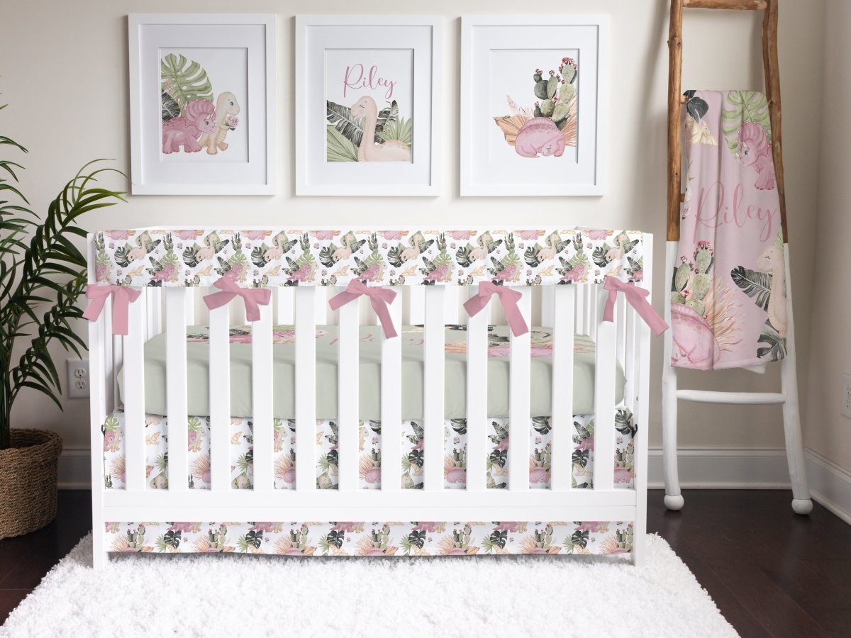 Boho Dino Crib Bedding - boho dino, gender_girl, text