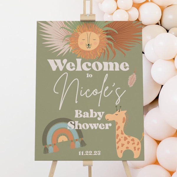 Boho Jungle Baby Shower Welcome Sign - Boho Jungle, gender_boy, text