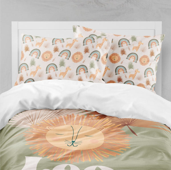 Boho Jungle Lion Kids Bedding Set (Comforter or Duvet Cover) - Boho Jungle, gender_boy, gender_neutral