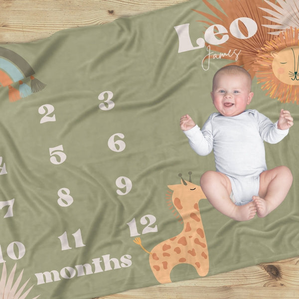 Boho Jungle Milestone Minky Blanket - Boho Jungle, gender_boy, gender_neutral