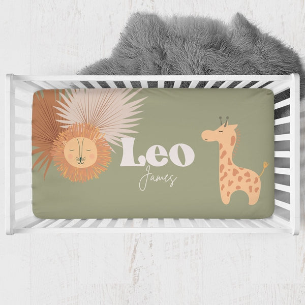 Boho Jungle Personalized Crib Sheet - gender_boy, gender_neutral, Personalized_Yes