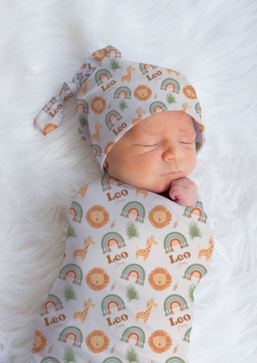 Boho Jungle Personalized Swaddle Blanket Set - Boho Jungle, gender_boy, gender_neutral