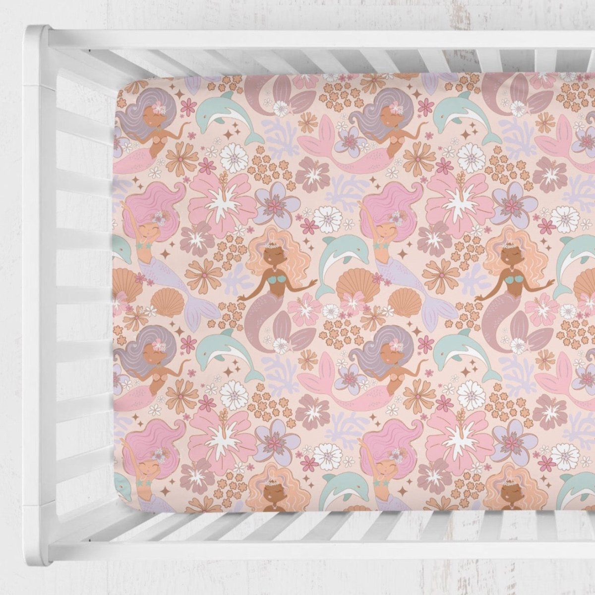 Boho Mermaids Crib Sheet - Boho Mermaids, gender_girl, Theme_Boho