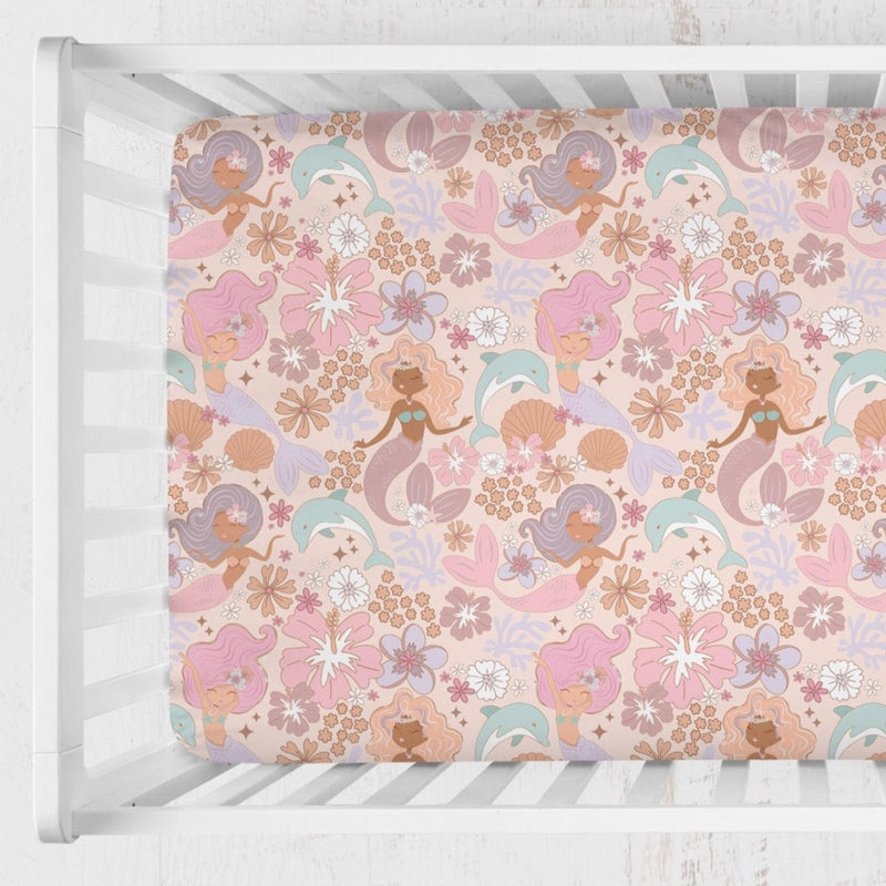 Boho Mermaids Crib Sheet - Boho Mermaids, gender_girl, Theme_Boho