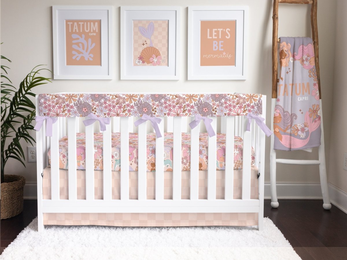 Boho Mermaids Floral Crib Bedding - Boho Mermaids, gender_girl, text