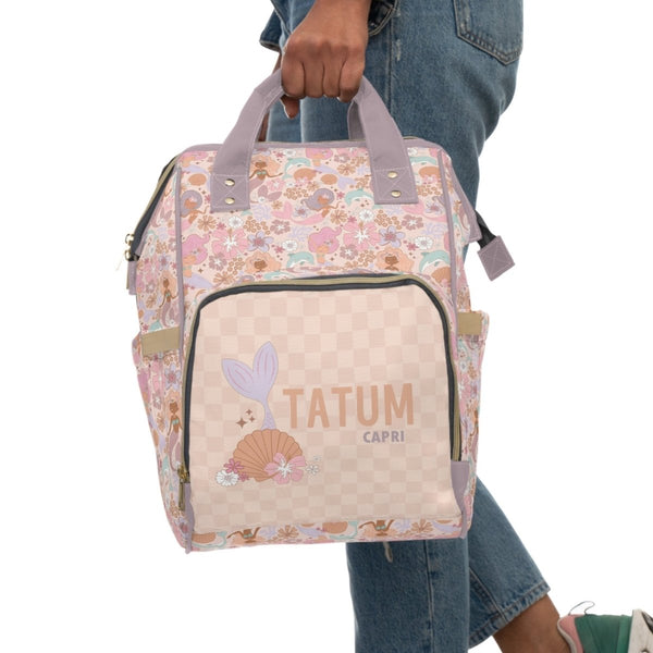 Boho Mermaids Personalized Backpack Diaper Bag - Boho Mermaids, gender_girl, text