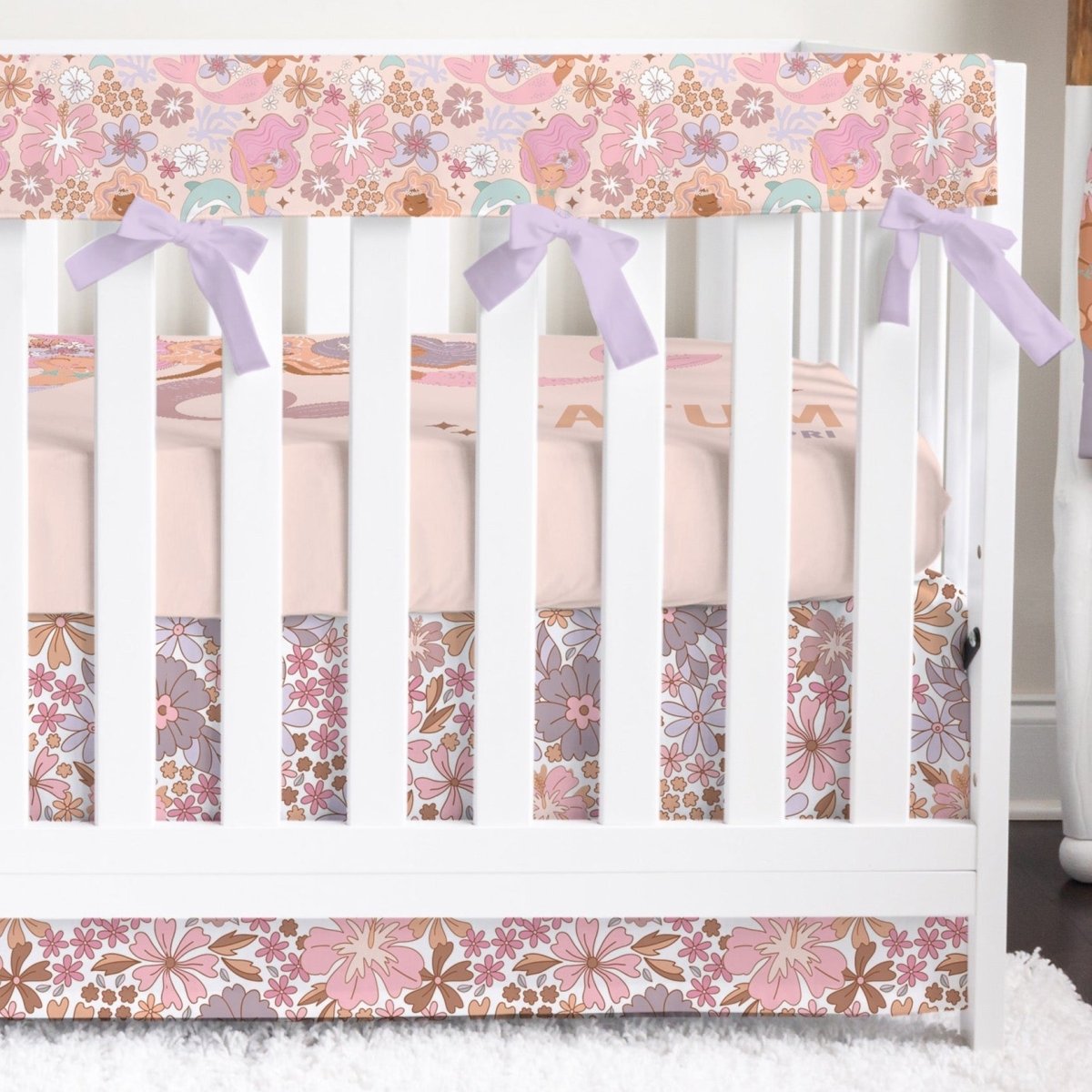 Boho Mermaids Personalized Crib Bedding - Boho Mermaids, gender_girl, text