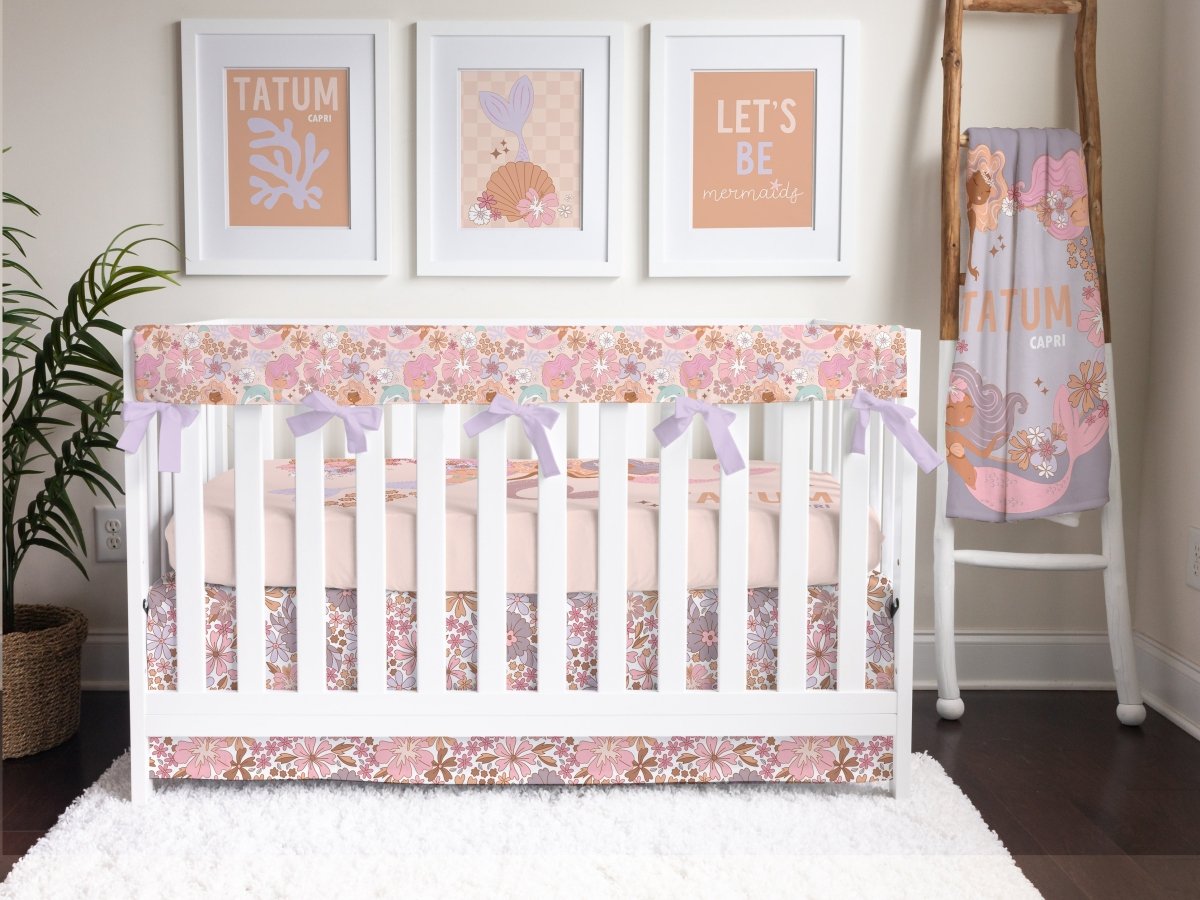 Boho Mermaids Personalized Crib Bedding - Boho Mermaids, gender_girl, text