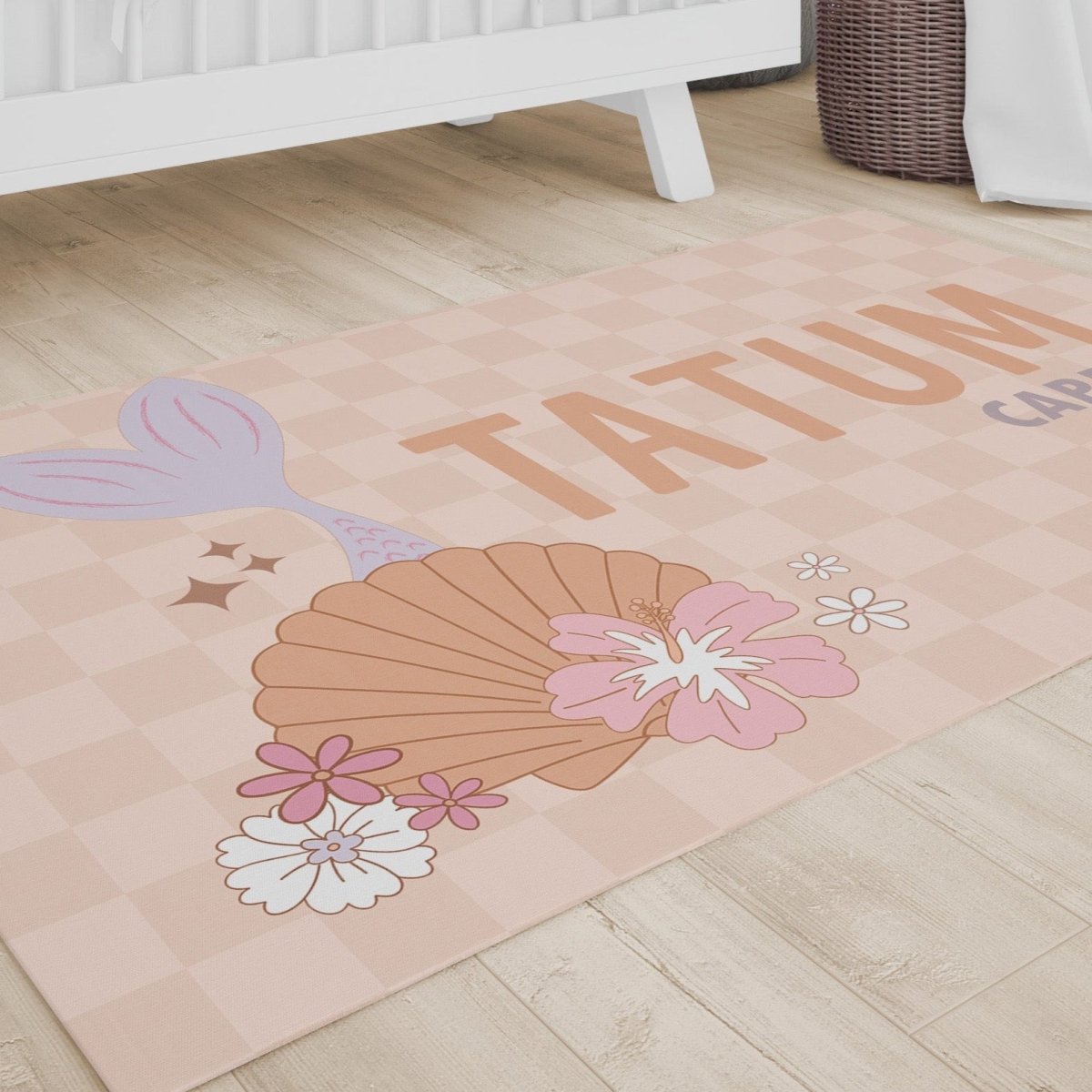 Boho Mermaids Personalized Nursery Rug - Boho Mermaids, gender_girl, text