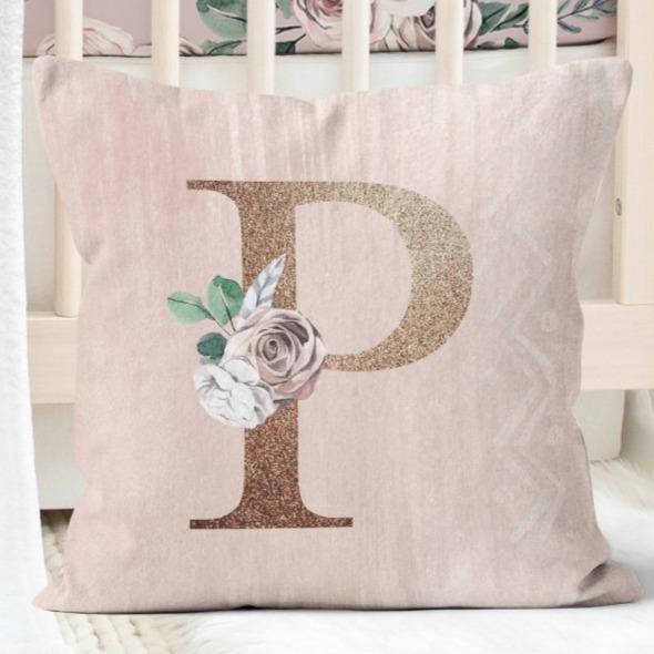 Boho Personalized Throw Pillow - Boho Rose, gender_girl, text