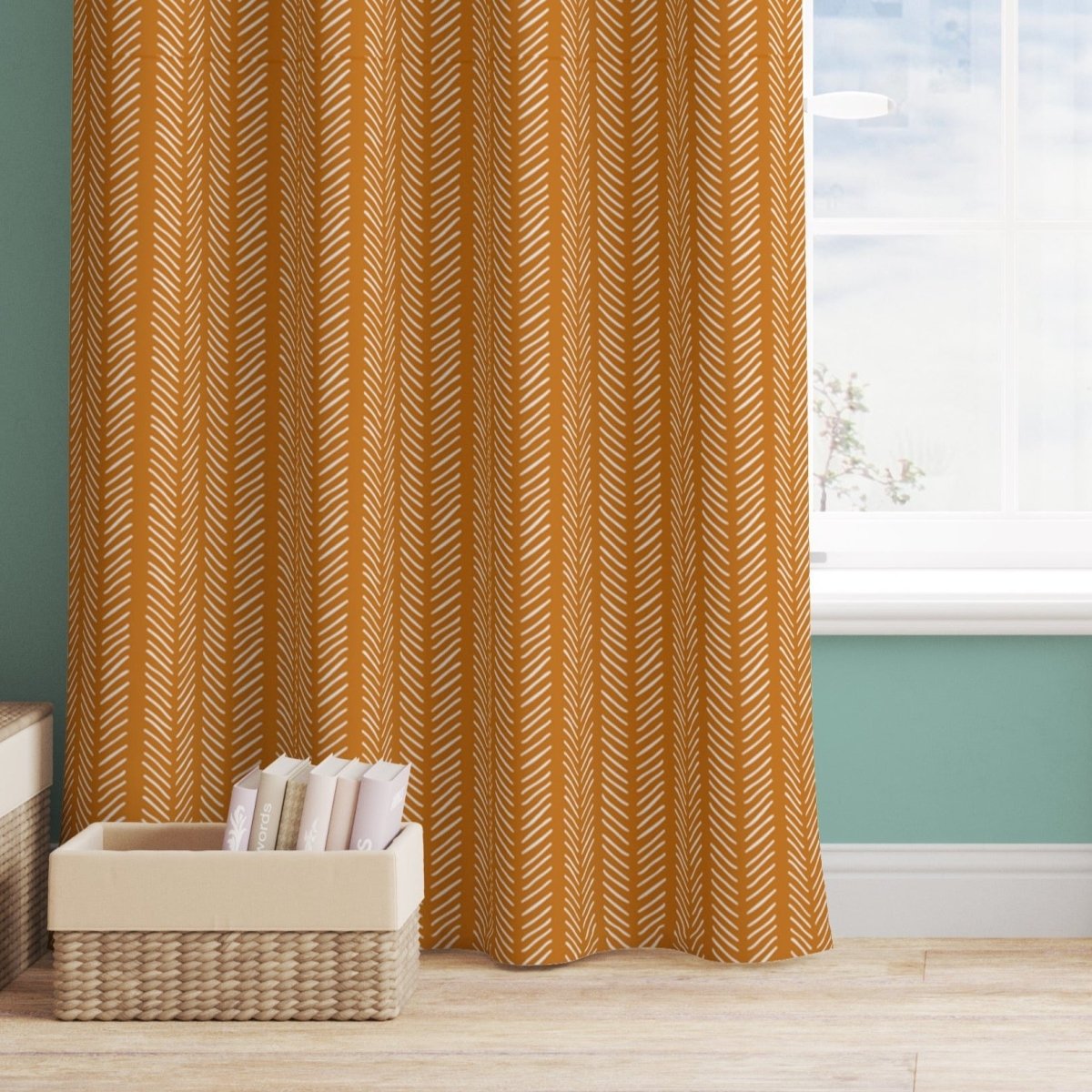 Boho Rainbow Herringbone Curtain Panel
